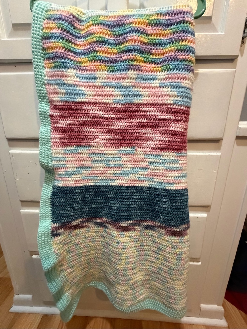 Hand Stitched crochet afghan lap throw blanket Beautiful Work Of Colors 51x55